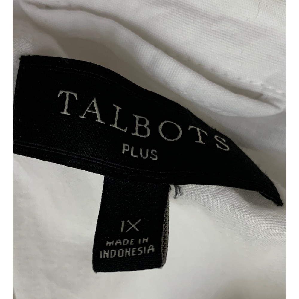 Talbots Plus Women's White Utility Safari Jacket Cotton Blend Button Front 1X - Picture 4 of 9